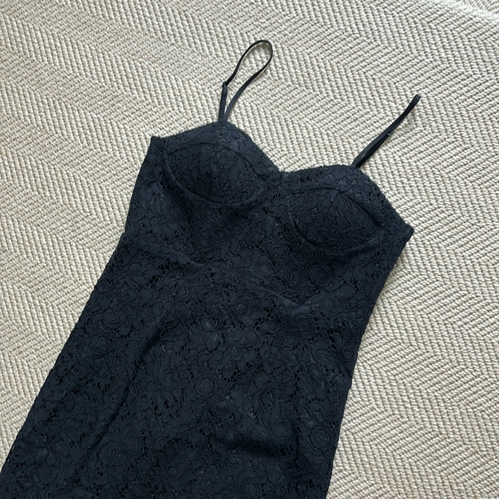 Bardot Lace Bustier Midi dress black size M / 8